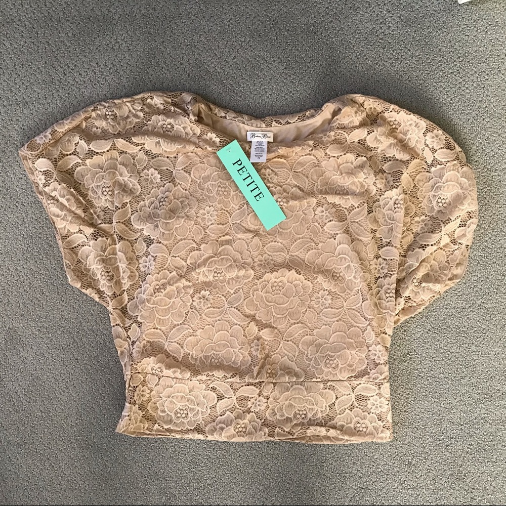 NWOT Brittany Black Lace Round Neck Top Sz PM